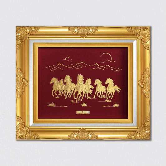 Seven Running Horses 24K Gold Wall Art Decor – A3