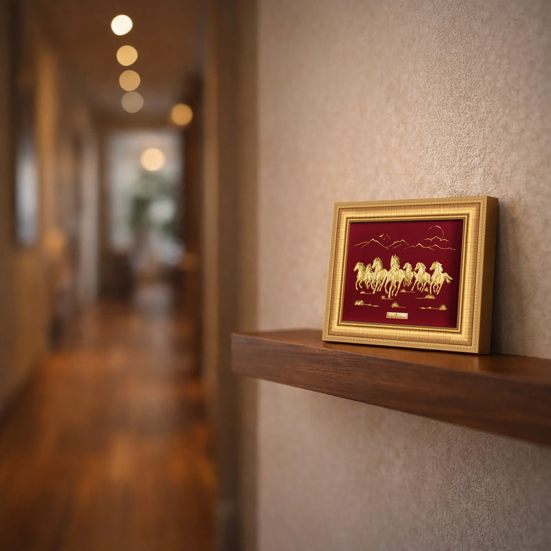 Seven Running Horses Gold Wall Decor Gift for Office Opening