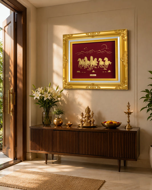 Seven Running Horses 24K Gold Wall Art Decor – A3