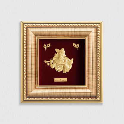 Prima art Radha Krishna  24K Gold Frame perfect for home temple shelf , wall hanging , table top & best for festival and corporate gifting . Buy online , vastu approved.