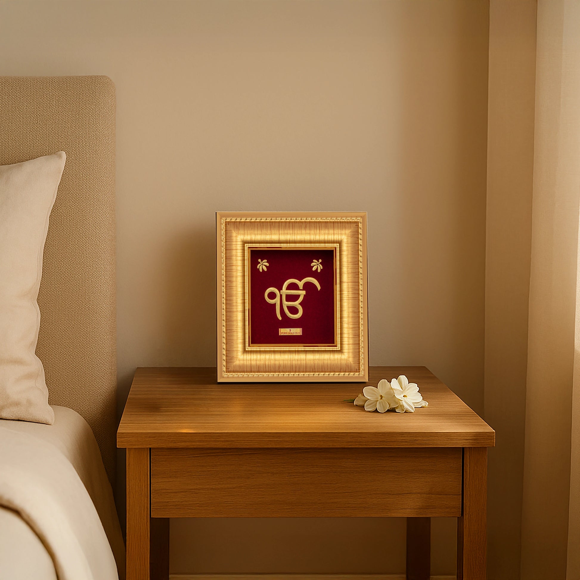 Ek omkar 24k gold premium frame. Best for home temple shelf and table top. Perfect for gifting.