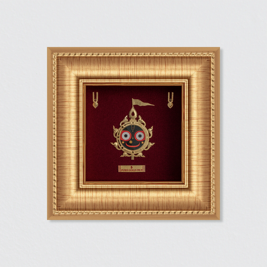 Prima Art Lord Jaggarnath 24K Gold Sheet Artwork Frame best for festival and corporate gifting 