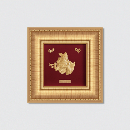 Radha Krishna frame wall hanging art in gold .