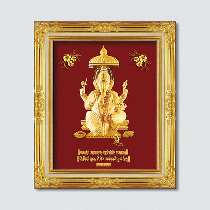 Lord Ganesha Gold Frame best for wall hanging at home and temple. perfect for festival and corporate gifting 