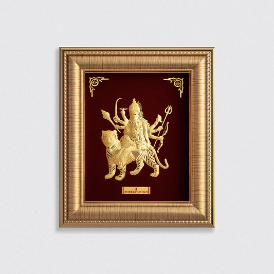 Durga Maa 24K Gold Sheet Artwork Frame best for festival and corporate gifting 