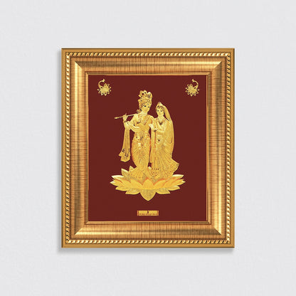 24K gold Radha Krishna frame wall hanging , temple shelf frame. perfect for home decor and gifting