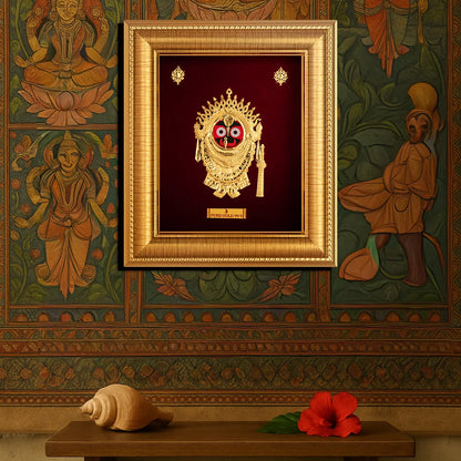 Prima Art Lord Jagannath 24K Gold Sheet Artwork Frame best for festival and corporate gifting 