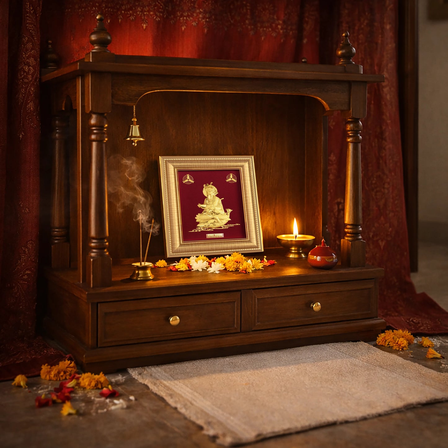 Jhulelal Spiritual Gold Photo Frame For Home Décor Pooja Room Office Living Room and Gifting