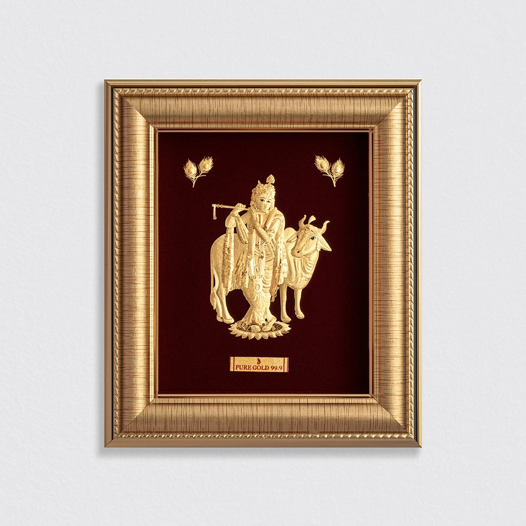 Radha Krishna 24K Gold Sheet Frame best for festival and corporate gifting 