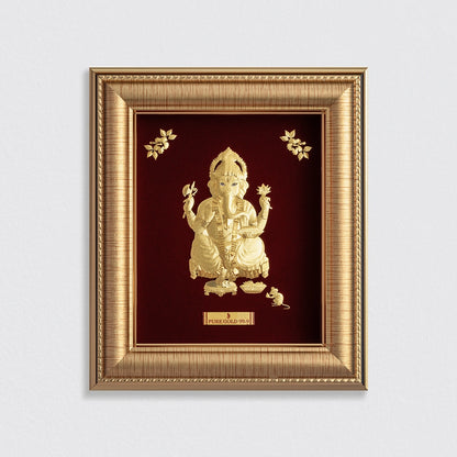 Lord Avighna Ganesha 24K Gold Sheet Frame best for festival and corporate gifting 