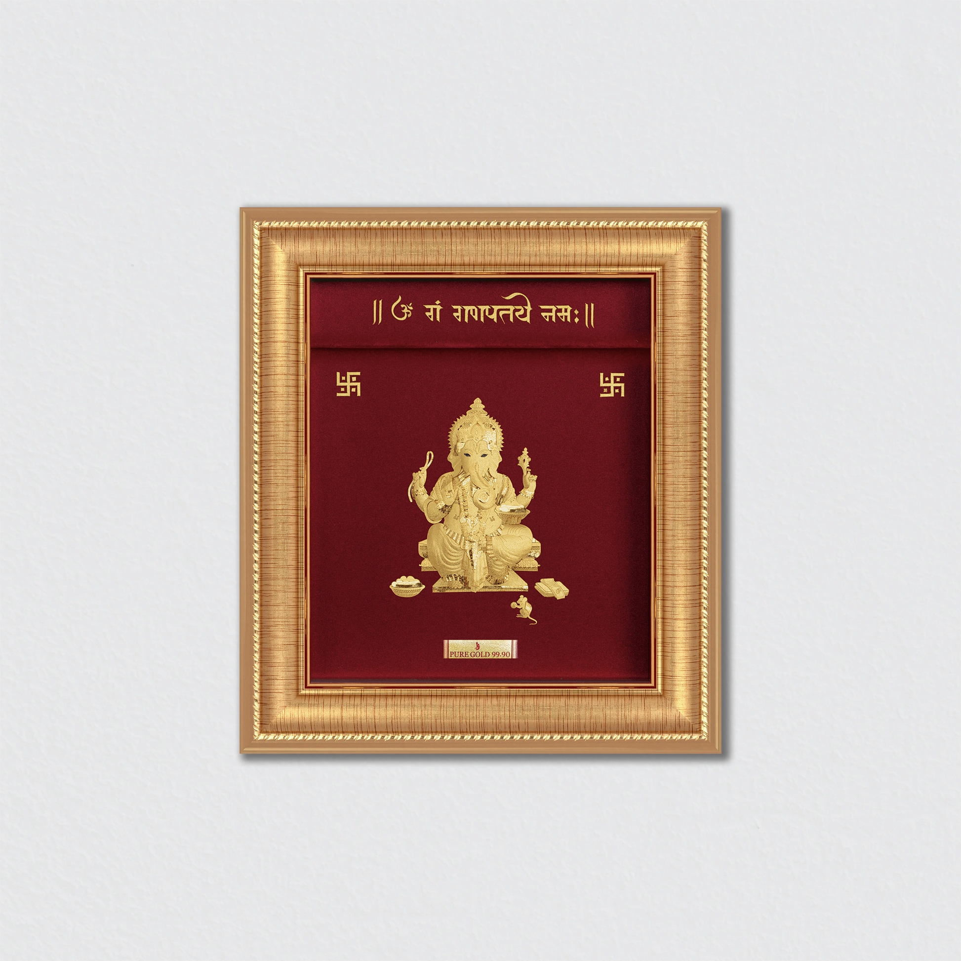 Lord Ganesha Ji 24K Gold Photo Frame For Premium Gift, Temple, Office, Home