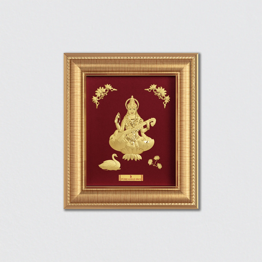 24K Gold Saraswati Devotional Artwork