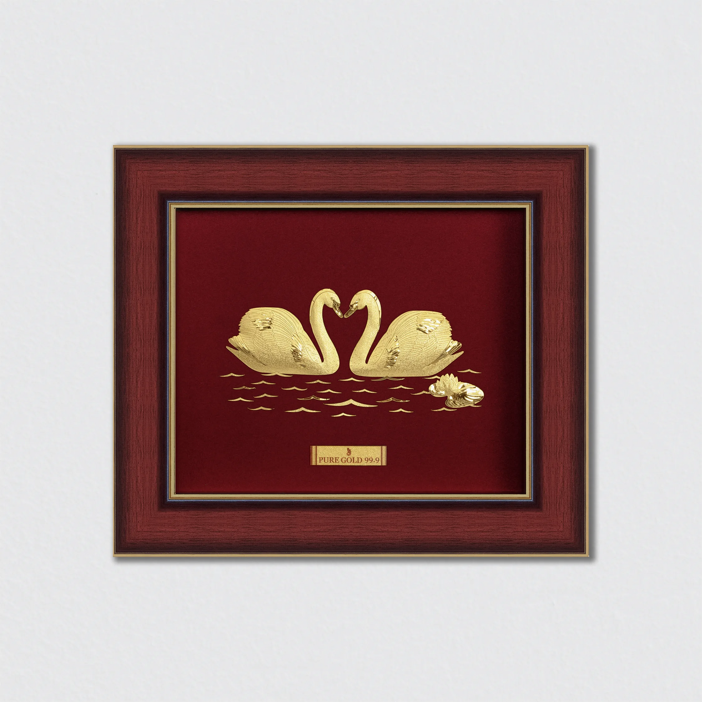 Beautiful Couple Swan Gold Photo Frame Wall Art for Cafe, Restaurant, Living Room, Bedroom, and Office Wall Decor