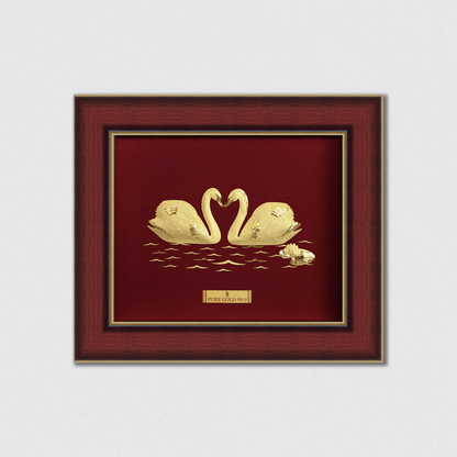 Beautiful Couple Swan Gold Photo Frame Wall Art for Cafe, Restaurant, Living Room, Bedroom, and Office Wall Decor