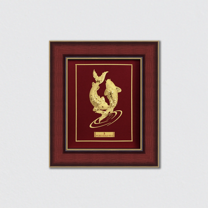 Two Fishes in Water Gold Photo Frame for Home and Office Wall Decor