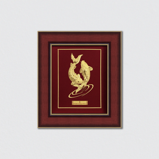 Two Fishes in Water Gold Photo Frame for Home and Office Wall Decor