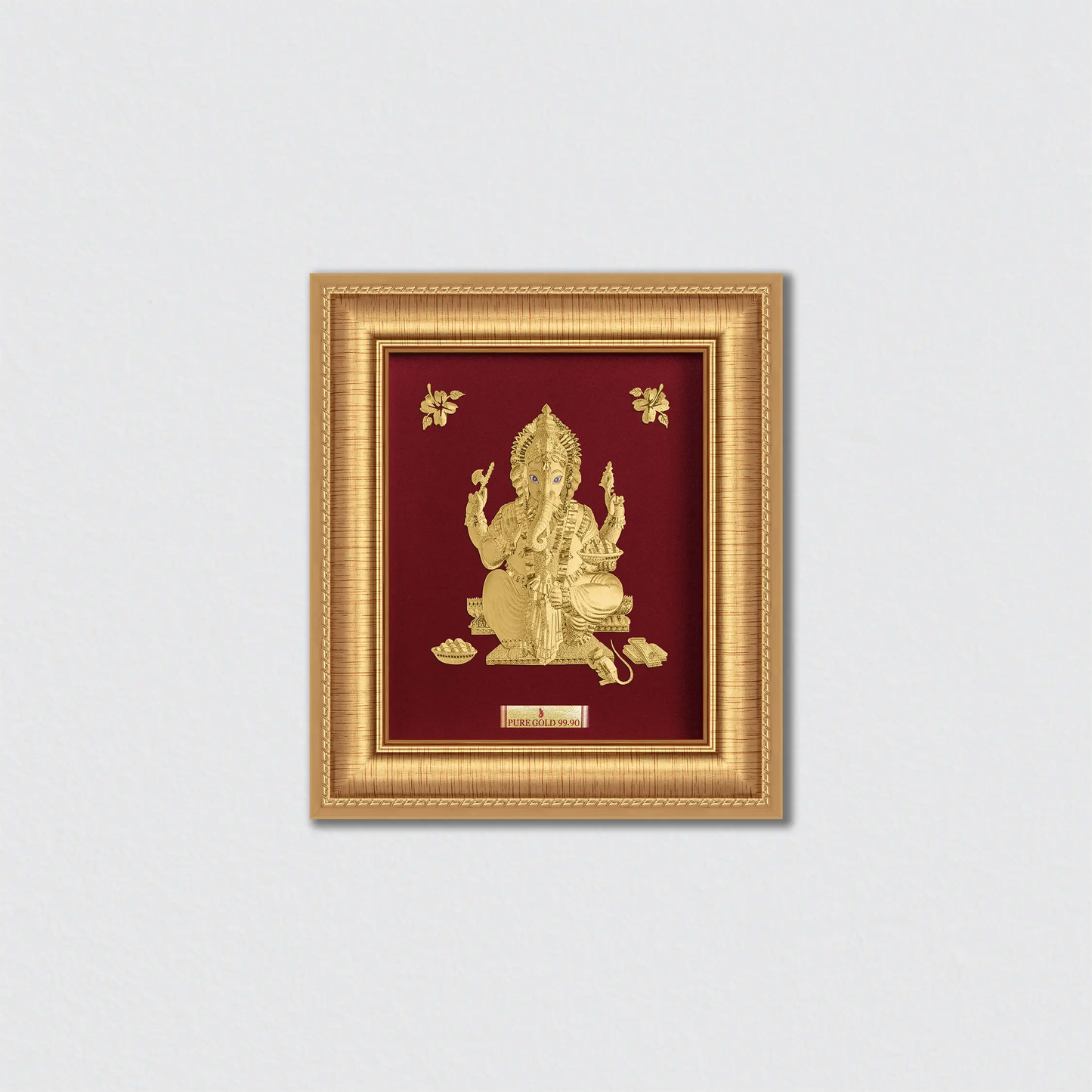 Ganesha Gold wall Frame for Home Temple and Home Decor