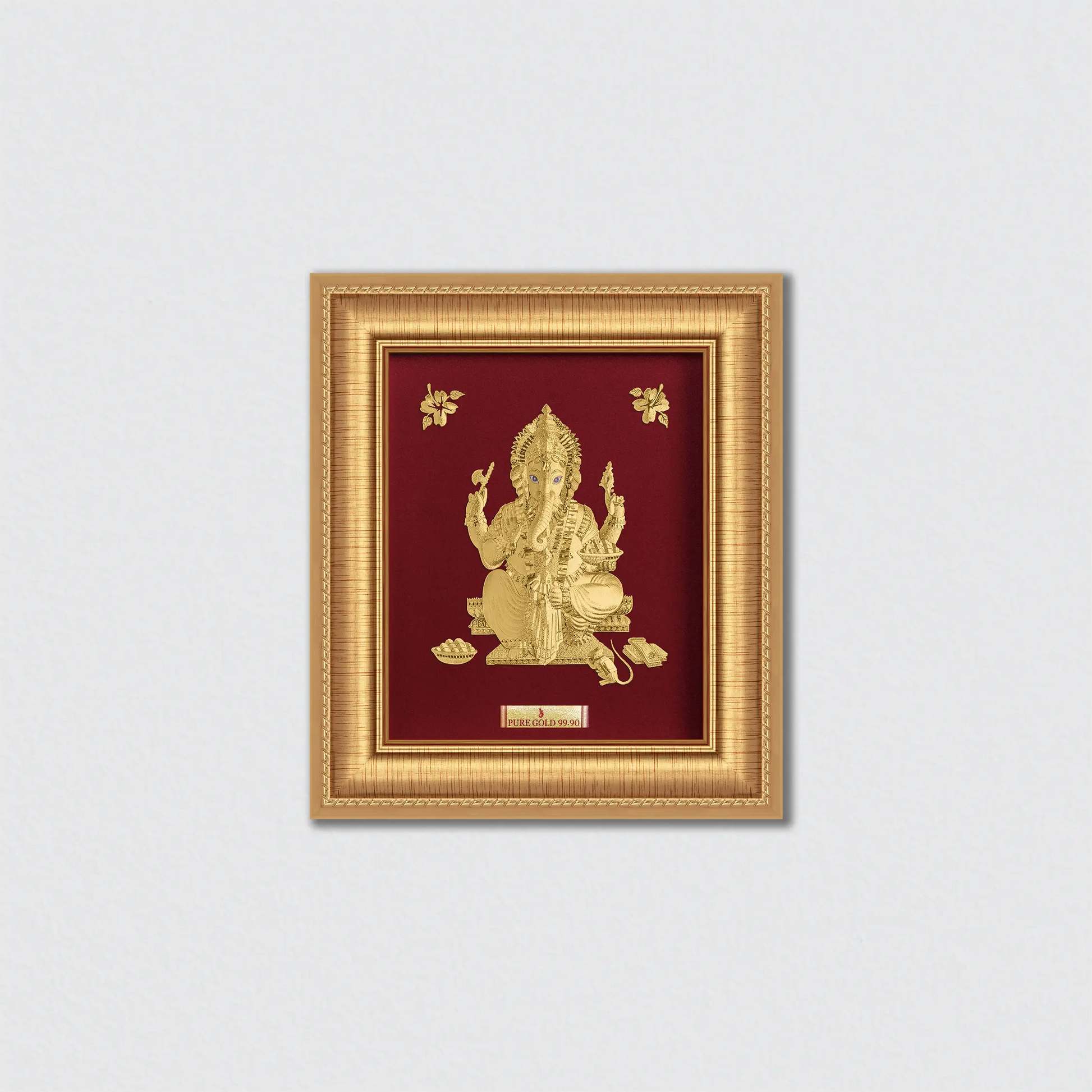 Ganesha Gold wall Frame for Home Temple and Home Decor