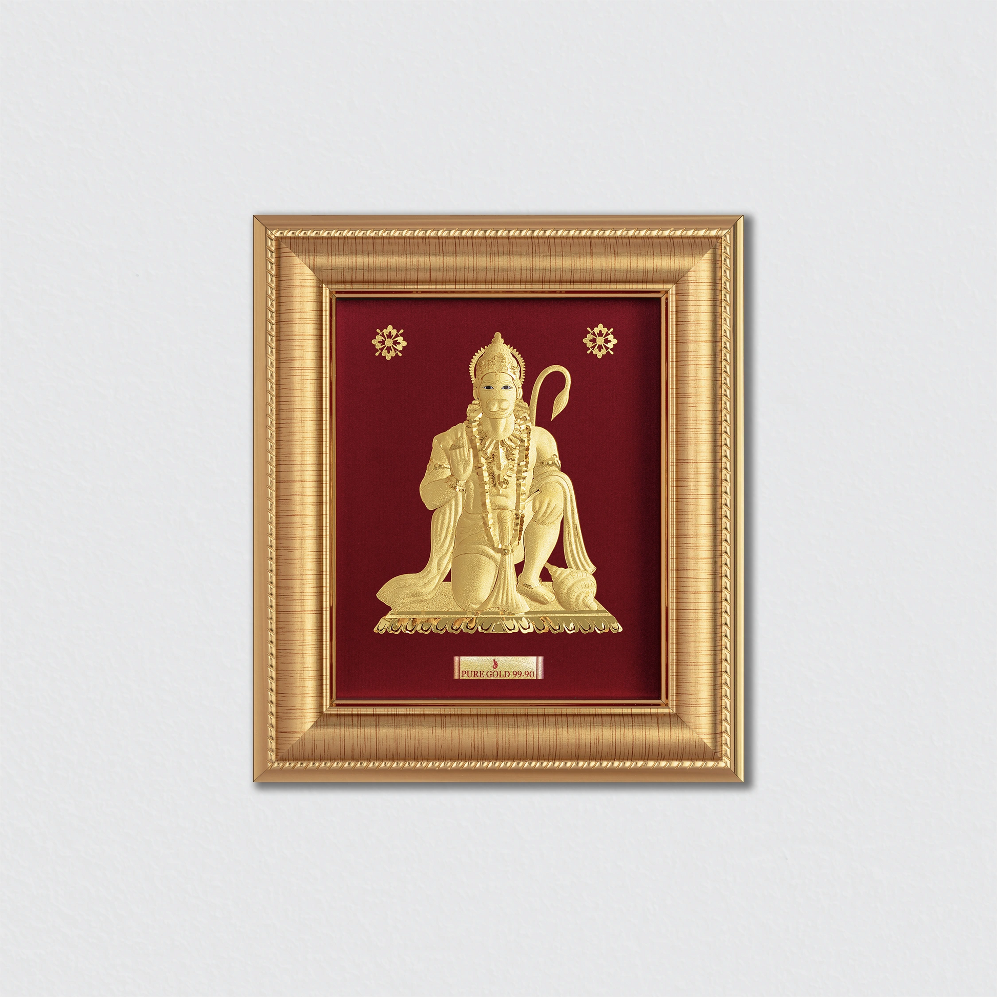 Lord Hanuman Ji 24K Gold Photo Frame For Premium Gift, Temple, Office, Home