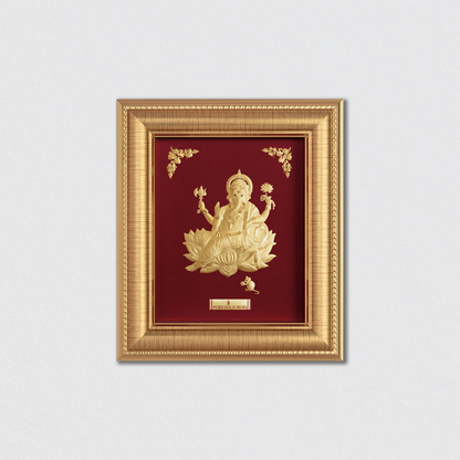 Lotus Ganesha Gold Photo Frame for Home and Office Wall Decor
