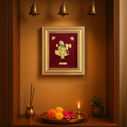 Lord Shreenath ji gold frame for home temple and gifting
