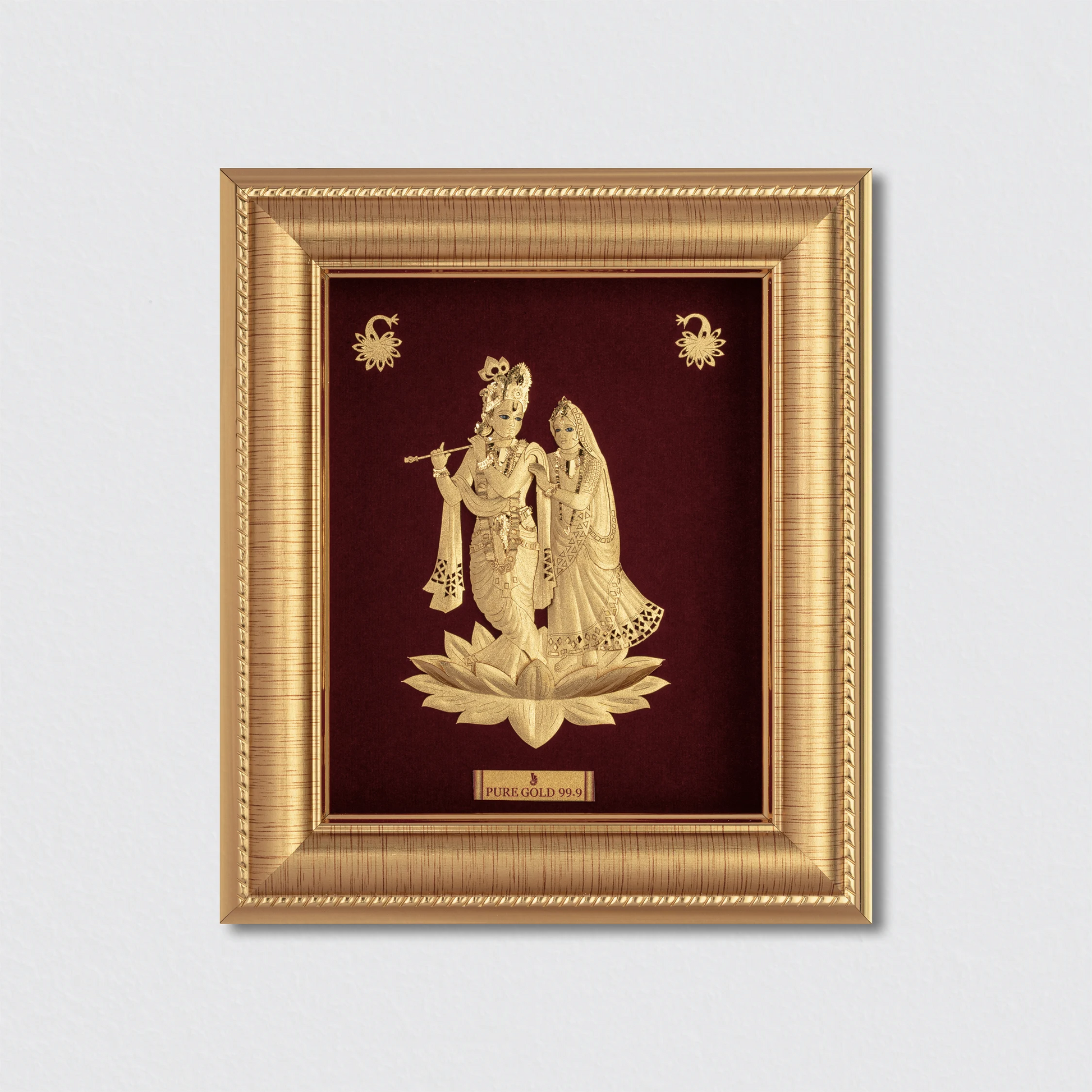 24K gold Radha Krishna frame wall hanging , temple shelf frame. perfect for home decor and gifting
