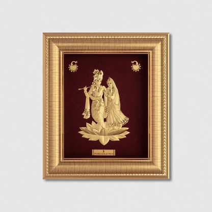 24K gold Radha Krishna frame wall hanging , temple shelf frame. perfect for home decor and gifting