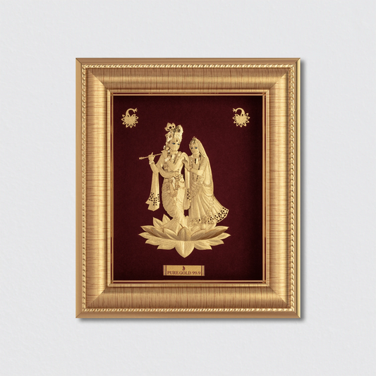 24K gold Radha Krishna frame wall hanging , temple shelf frame. perfect for home decor and gifting