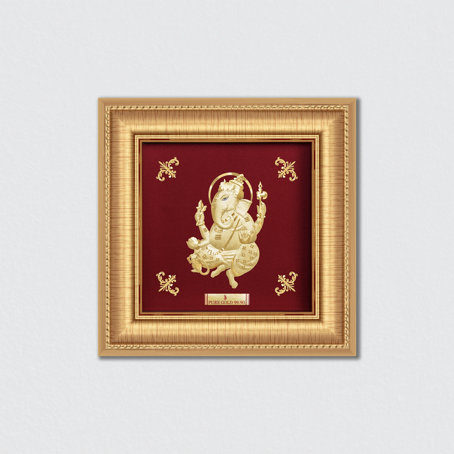 Dancing Ganesha Ji Gold Wall Hanging Photo Frame For Home & Office Decoration