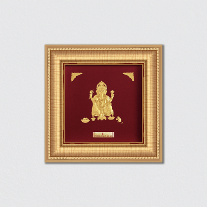 Hindu God Lord Ganesha Gold Photo Frame for Home, Office, and Temple
