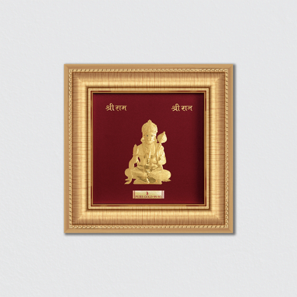 Lord Hanuman Gold Photo Frame for Home, Office, and Temple
