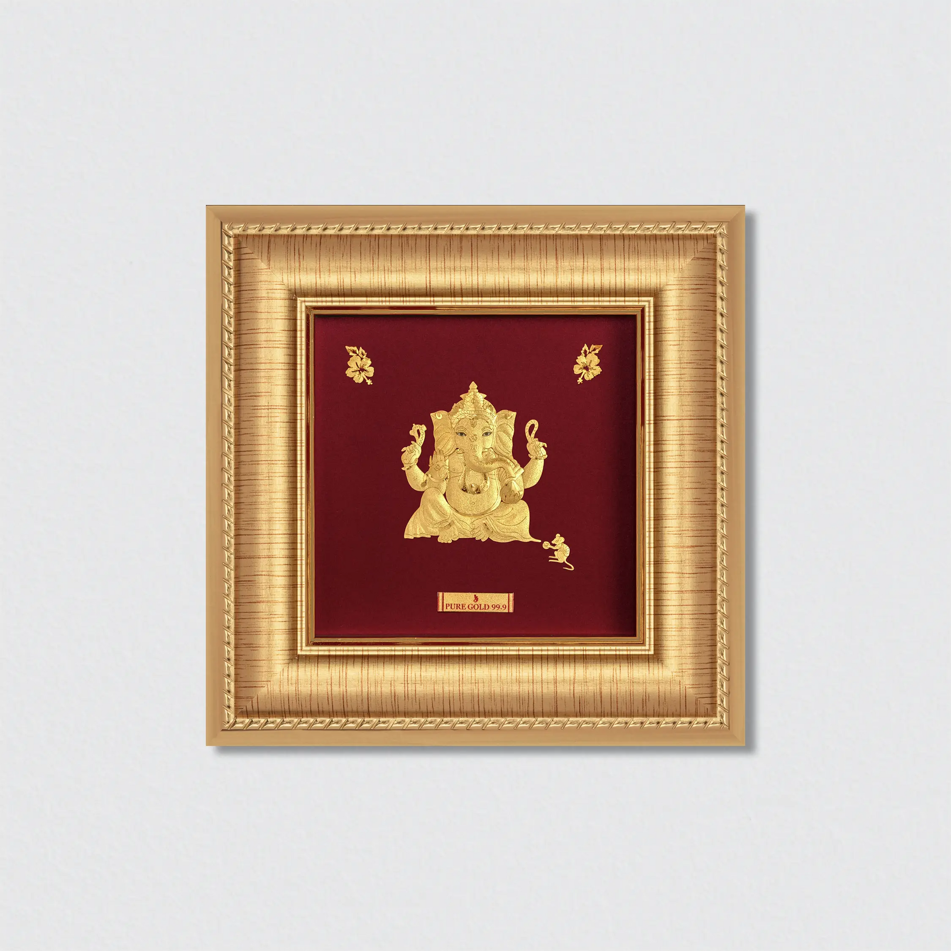gold framed and plated lord Ganesha Bal omkara wall art