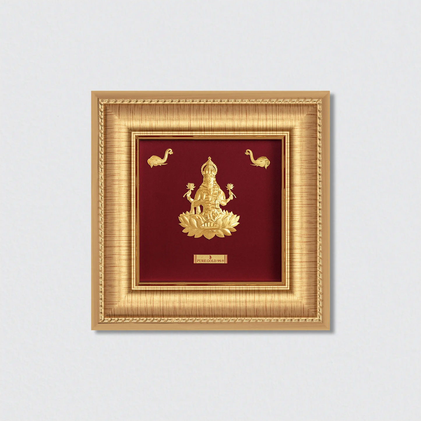 Lakshmi ji gold wall art frame perfect for home temple decor and for gifting.