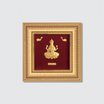Lakshmi ji gold wall art frame perfect for home temple decor and for gifting.
