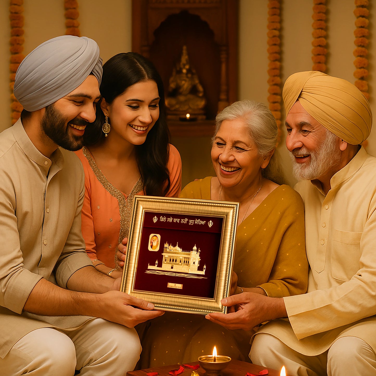 Golden Temple wall art frame in Gold, Perfect wall hanging frame. Ideal for home  wall art , gifting & Housewarming.
