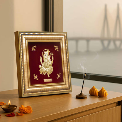 Prima Art Ganesha 24K Gold Sheet Artwork Frame best for festival and corporate gifting 
