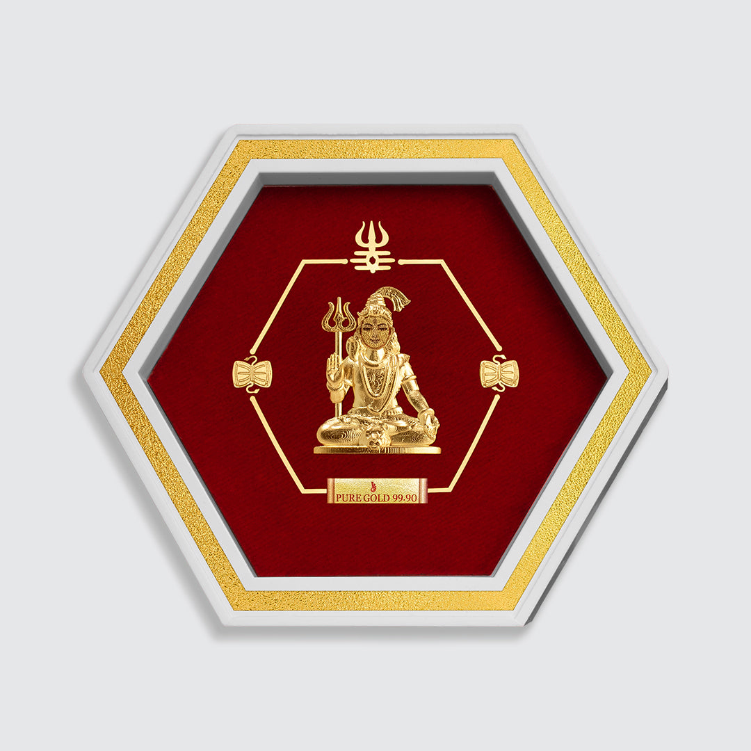 Lord Shiva Devotional Gold Photo For Weddings Gift, Birthdays, And Housewarmings Gift