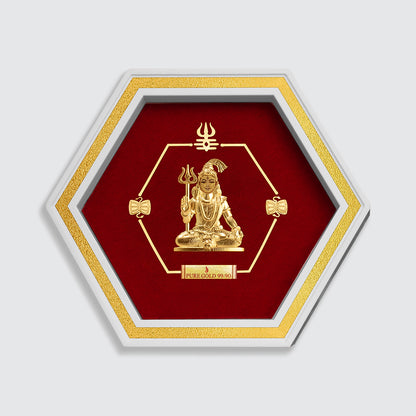 Lord Shiva Devotional Gold Photo For Weddings Gift, Birthdays, And Housewarmings Gift