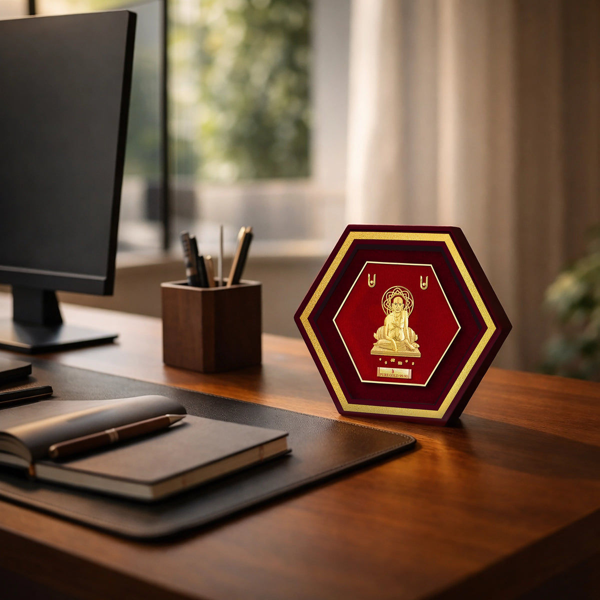  Lord Ganesha 24K Goldplated Artwork for Office Desk and Workspace
