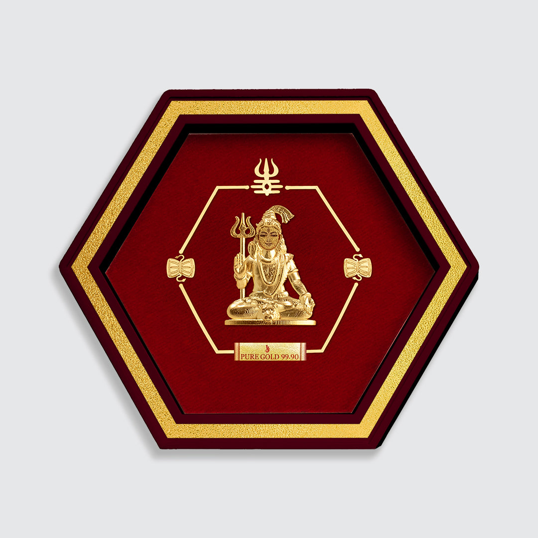 Lord Shiva Devotional Gold Photo Gifts For Weddings, Birthdays, And Housewarmings 