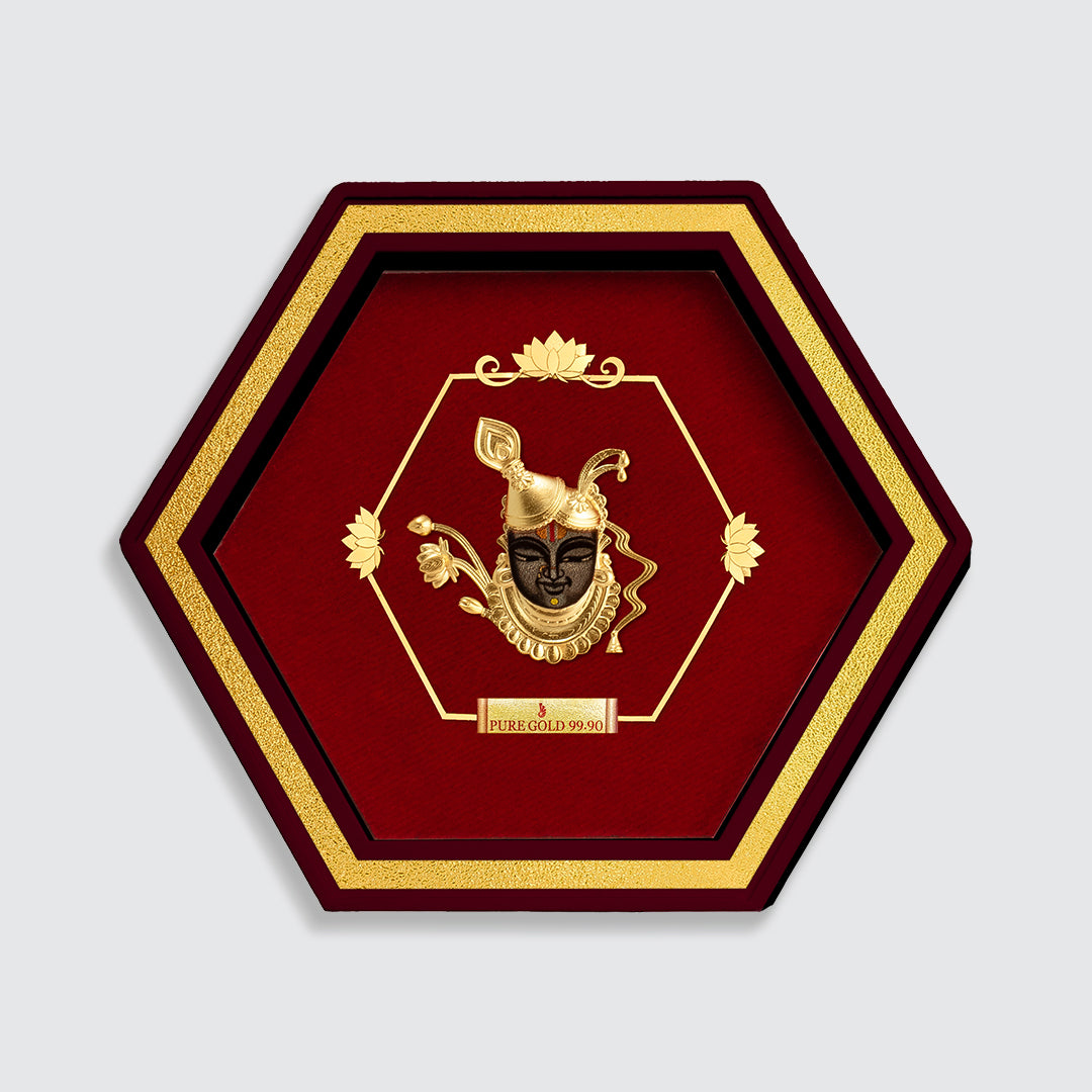 Shreenath ji Devotional Gold Photo Gifts For Weddings, Birthdays, And Housewarmings
