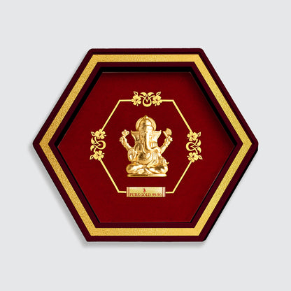 Lord Ganesha Gold Photo Frame Online For Housewarming gifts​, Wedding gifts for couples and Birthday gifts
