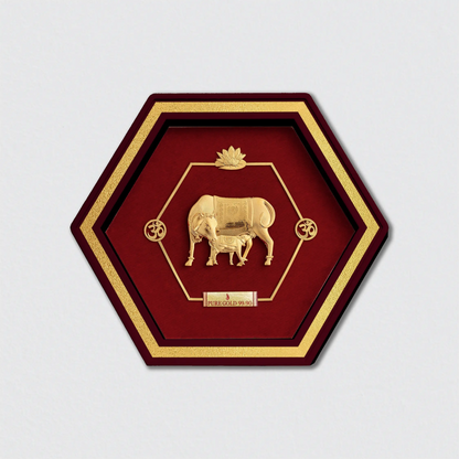 Kamadhenu 24K Gold Spiritual Frame Elegant Gift For Home Or Office