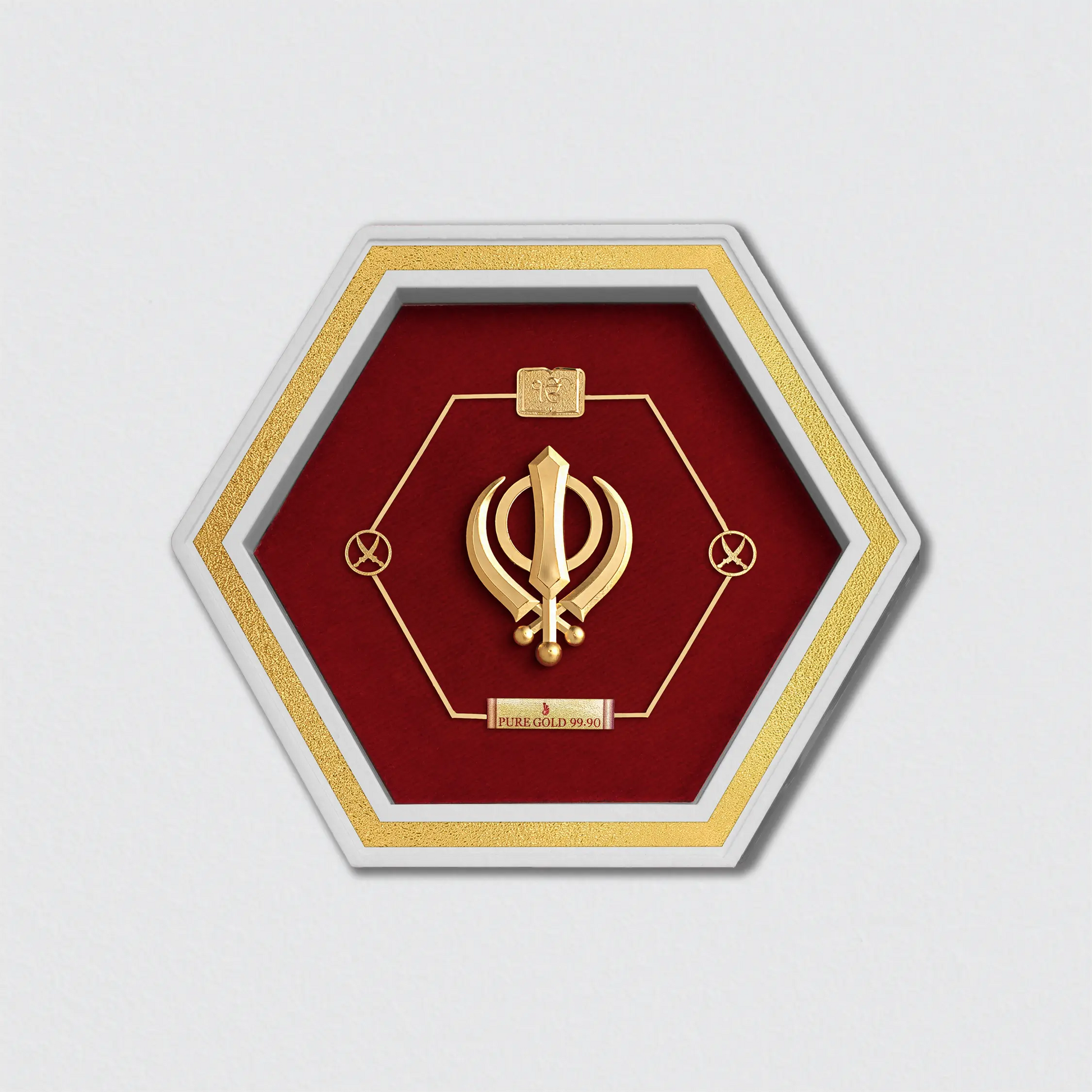 Khanda Sikh Symbol 24K Gold Devotional Tabletop Photo Frame Housewarming Gift