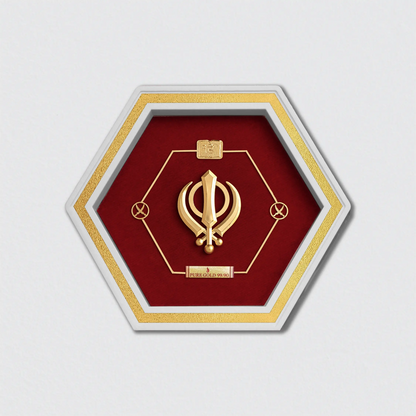 Khanda Sikh Symbol 24K Gold Devotional Tabletop Photo Frame Housewarming Gift