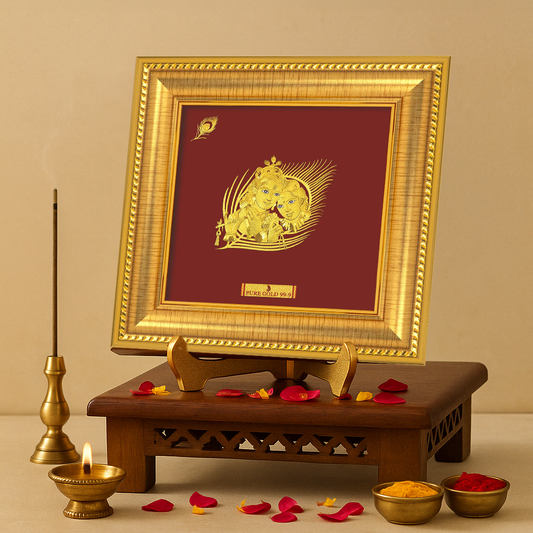Radha Krishna 24K Gold Sheet Artwork Frame best for festival and corporate gifting 