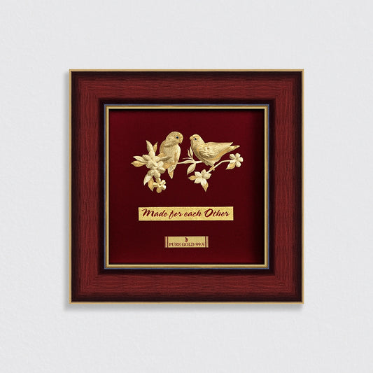 24K gold Love birds artwork in premium frame – perfect for home decor and gifting