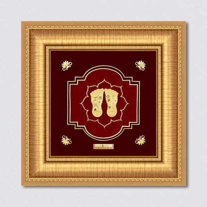 Charan Paduka sacred holy feet 24K gold plated devotional wall art
