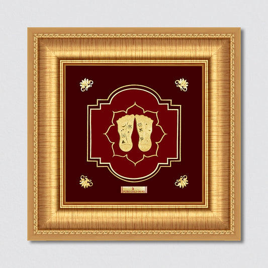Charan Paduka sacred holy feet 24K gold plated devotional wall art