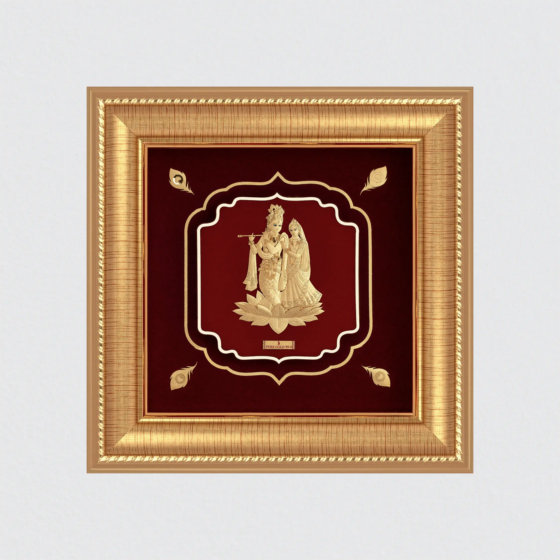 luxury gold Radha Krishna wall hanging for auspicious occasions